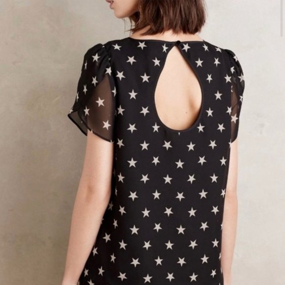 Anthropologie Blouse Printed Shirt with Puff Sleeves NWOT - Size S - Picture 2 of 9